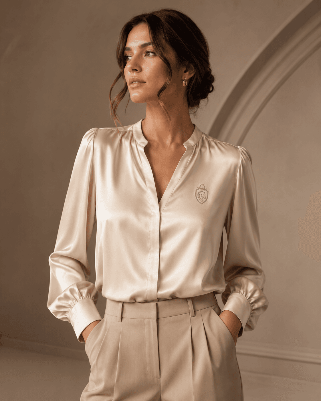 Champagne Silk Blouse